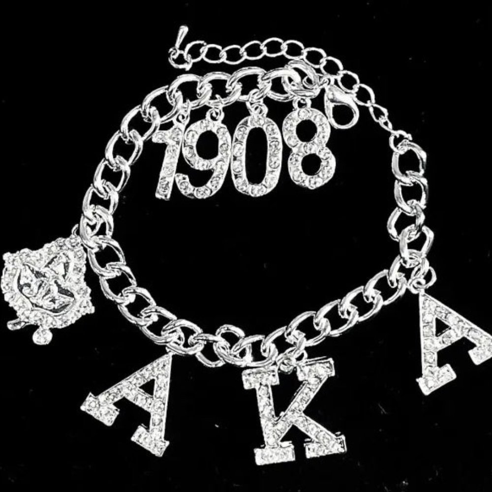 Alpha Kappa Alpha Austrian Crystal Charm Bracelet
